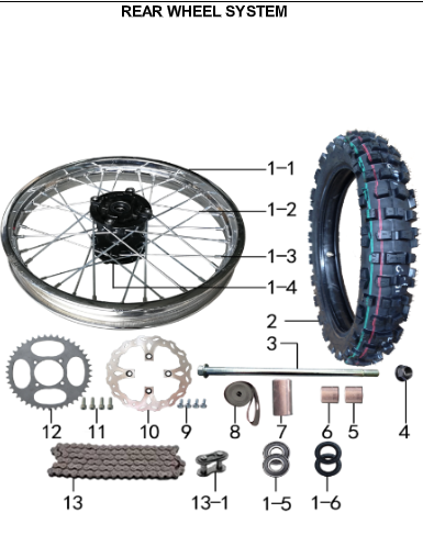 Bike rear sale axle parts