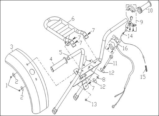 Front Fork / Steering Bar - 212cc Utility Bike