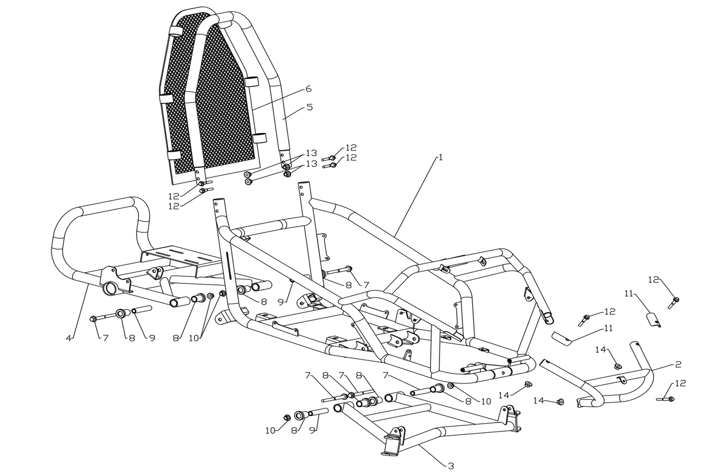 Front Swing Arm Assembly - 1 Seat Go Kart (Gas & EV)