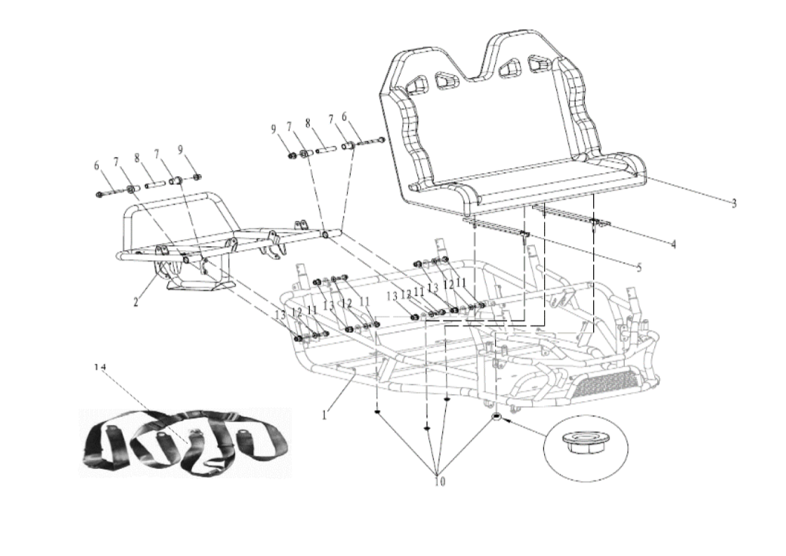 Rear Swing Arm Assembly - 2 Seat Go Kart (Gas)