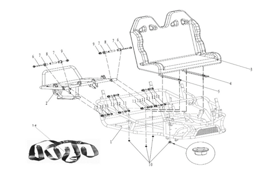 Seat Assembly - 2 Seat Go Kart (Gas & EV)