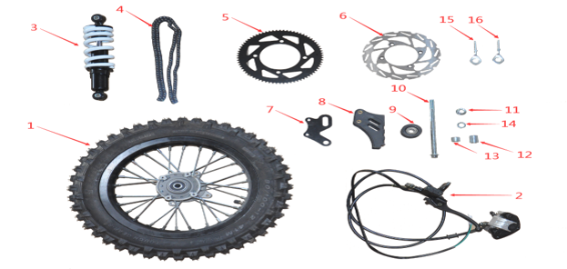 Rear Wheel spacker 3#,right - EV Dirt Bike (1600W & 2500W)