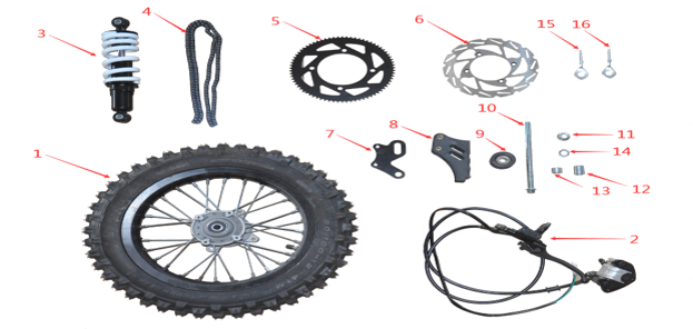 Rear Wheel spacker 1#, left - EV Dirt Bike (1600W & 2500W)