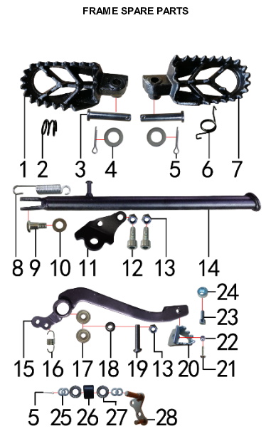 Rear Brake Pedal - 150DH & 230DH Gas Dirt Bike