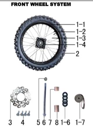 Front Rim - DH110 & DH125 Gas Dirt Bike